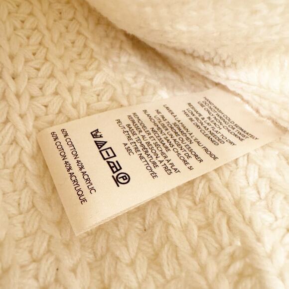 Free People Bell Song Knit Pointelle Sweater Long Sleeve  Bone White Size M NWT - Picture 8 of 13